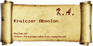 Kreiczer Absolon névjegykártya